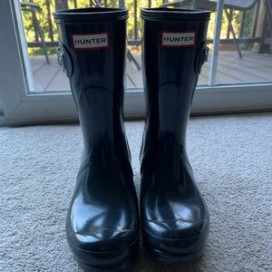 Hunter Boots Short Dark Gray Shiny Women’s Size 9